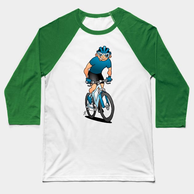 MTB - Mountain biker on his mountainbike Baseball T-Shirt by Cardvibes